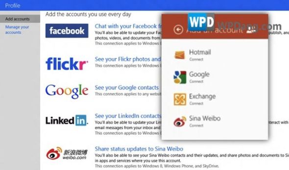 Windows Live Profile中對(duì)新浪微博進(jìn)行整合。