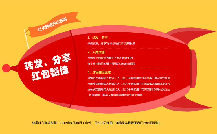 美猴云1元秒殺轉(zhuǎn)發(fā)紅包翻倍